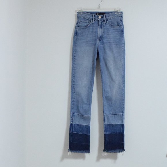 3x1 NYC Denim High Rise Ombre Raw Hem Cropped Straight Leg Jeans | Size XS - Picture 10 of 12